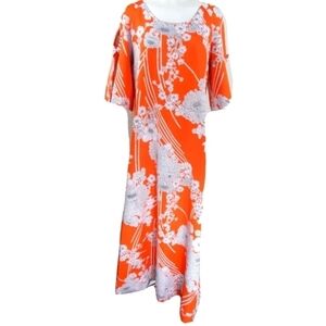 Mcinerny Hawaii Vintage Orange Maxi Dress